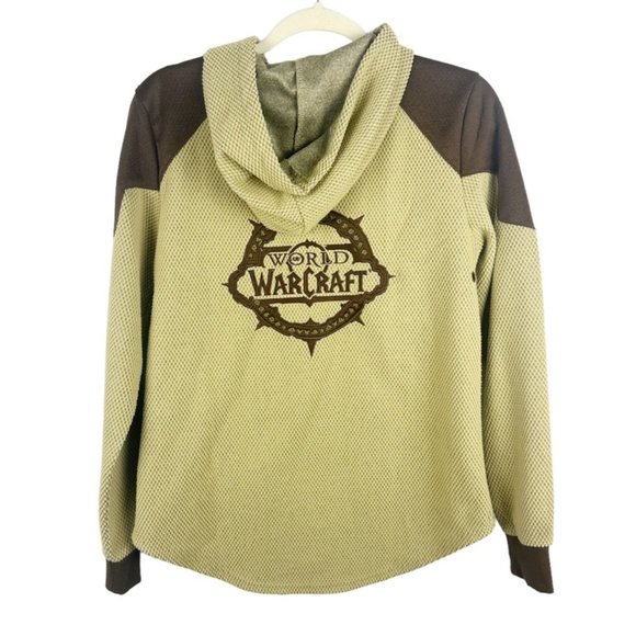 Blizzard World Of Warcraft Full Zip Hoodie Sweater Size Medium Embroidered Brown - Picture 2 of 9